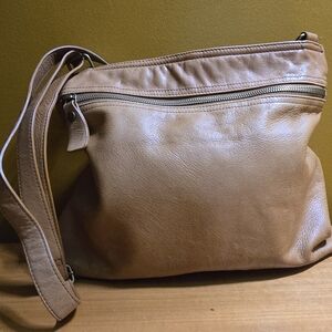 MARGOT New York Lorna Hobo Bag Tote Crossbody Leather Tan Camel Purse